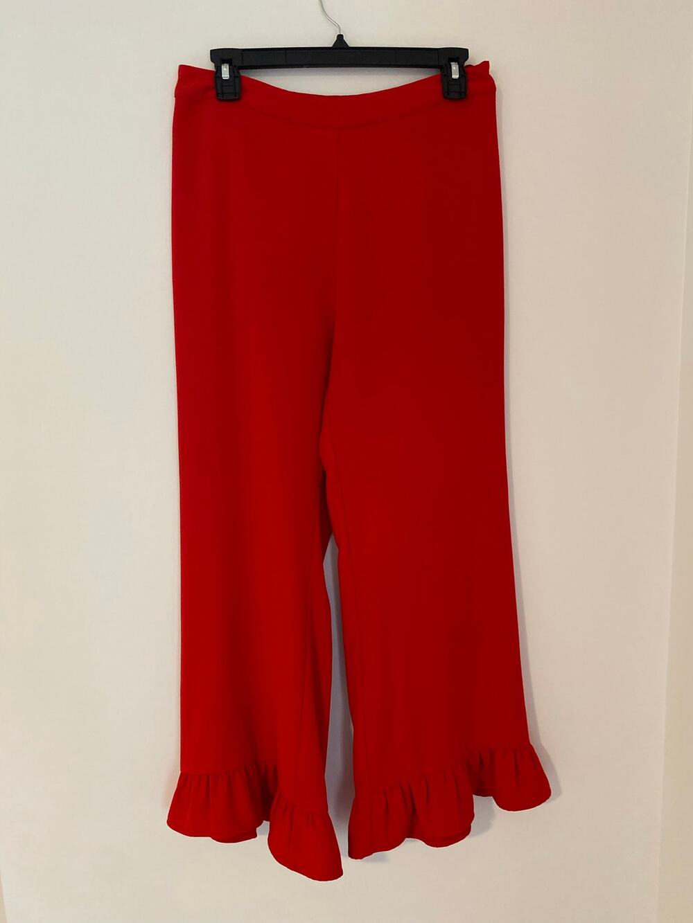 JB Julie Brown New York Red Palazzo Ruffle Bottom Career Dress Pants 6 EUC